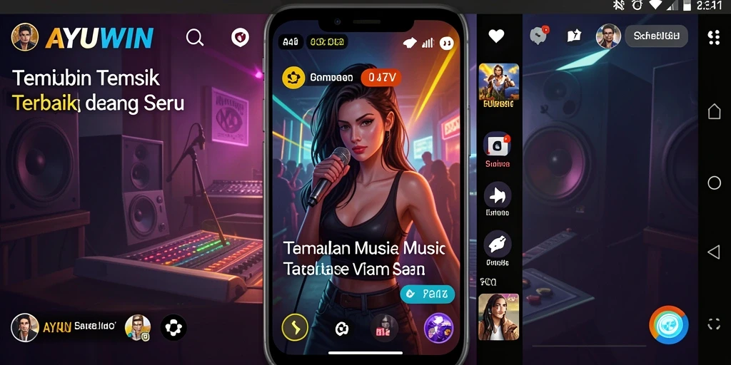 Screenshot AYUWIN yang menunjukkan gameplay interaktif musik.