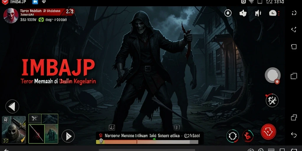Gameplay IMBAJP menampilkan suasana menyeramkan yang mendebarkan.