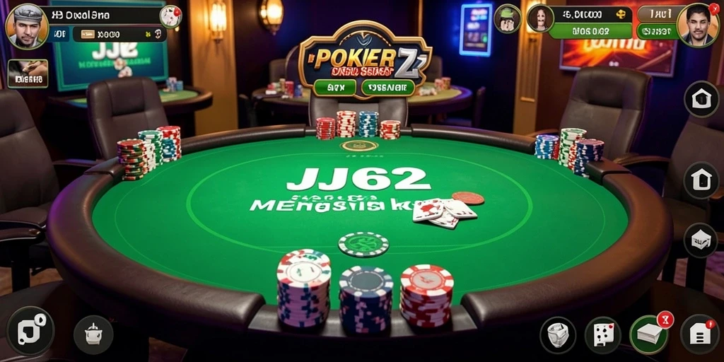 Tangkapan layar JJ62 menampilkan gameplay poker yang menegangkan dan interaktif.