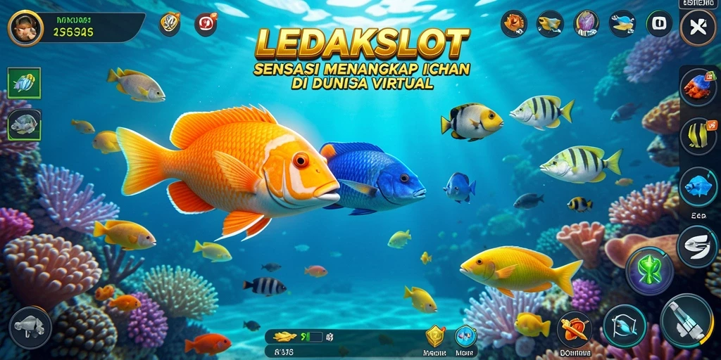 Screenshot gameplay LEDAKSLOT menampilkan pengalaman memancing yang seru dan penuh warna.