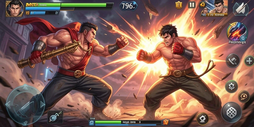 Gameplay seru dengan karakter bertarung dalam MT966.