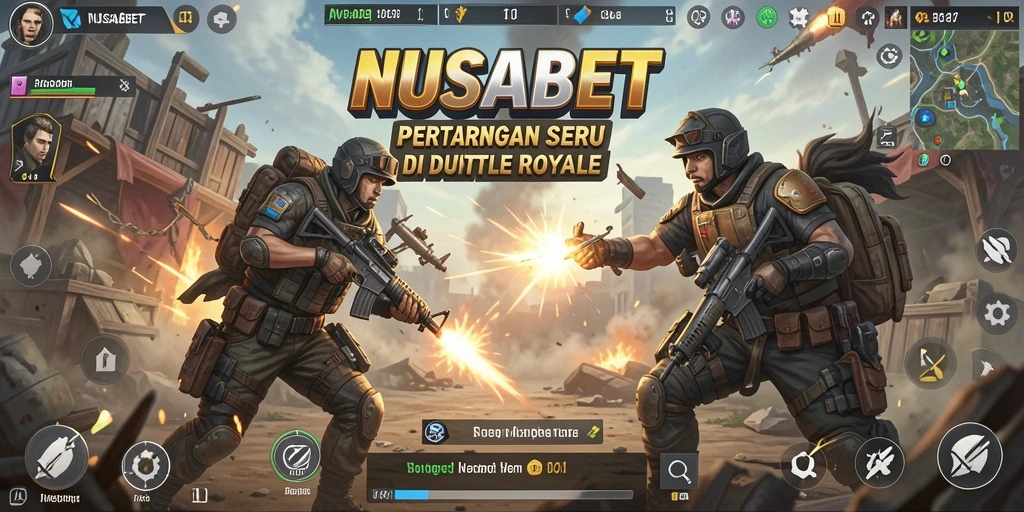Screenshot NUSABET menampilkan aksi intens di arena Battle Royale.