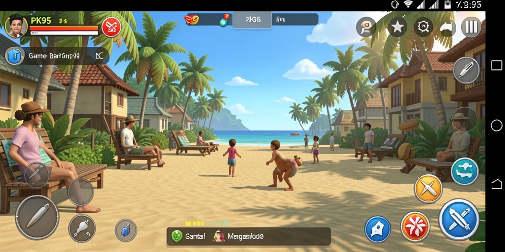 Tampilan gameplay santai di PK95 yang penuh warna.