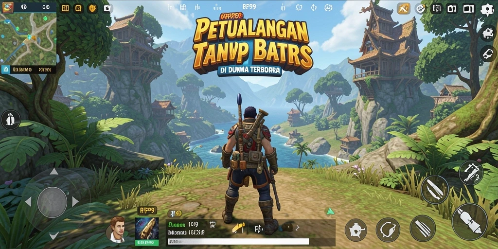 Screenshot gameplay RP99 menampilkan eksplorasi dunia terbuka yang menakjubkan.